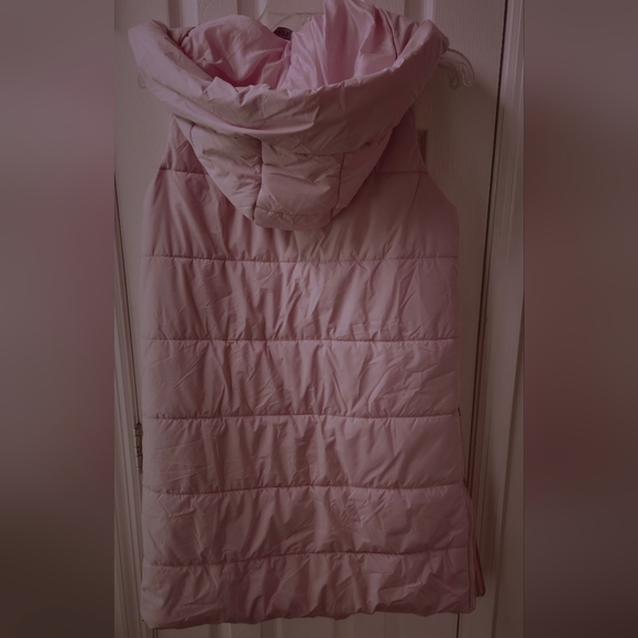 Leani Women's Light/Blush Pink Hooded Puffer Coat/Long Vest - Size Medium - Picture 3 of 12